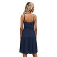 thumbnail image 2 of CALIPESSA Womens Summer Navy Blue Spaghetti Strap Tiered Layer Tunic Knee Dress Casual Loose Swing V Neck Sleeveless Ruffle Cami Dress, 2 of 5