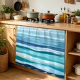 thumbnail image 6 of Ocean Beach Cabinet Curtain 35"Wx35"L,Dustproof Under Sink Skirt with Self Adhesive Tape,Modern Blue Coastal Wave Oil Painting Art Cabinet Curtain Cover for Kitchen Sink,Bathroom Vanity,Laundry Room, 6 of 9