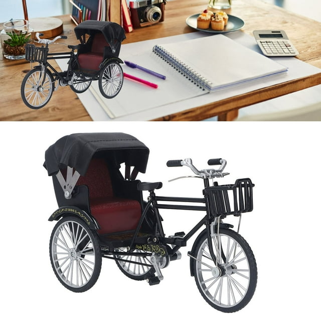 Vintage Metal Rickshaw Model Ornament, Desktop Crafts Creative Retro 3 Wheel Rickshaw Model, Desktop Decoration, Bookcase Ornament, Gifts for Home Decoration
