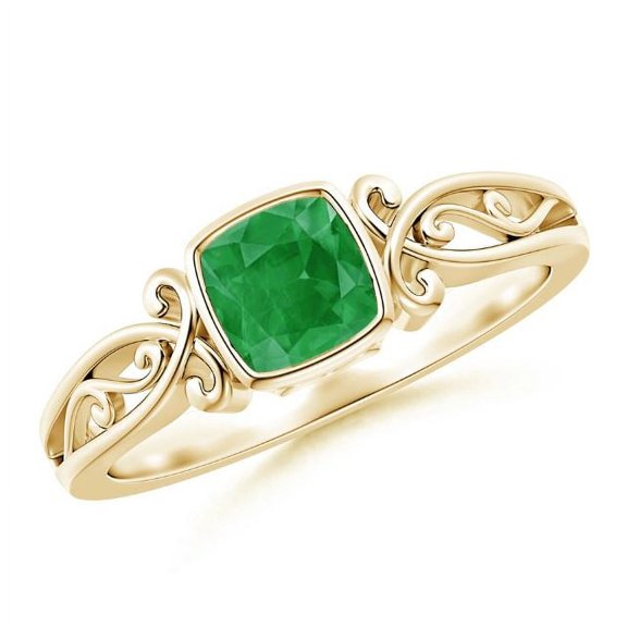 Cushion Shape Green Emerald Cocktail Band Ring Women 925 Sterling Silver Yellow Gold Plated May Birthstone Christmas New Year Gift Gemstone Jewelry