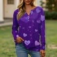 thumbnail image 2 of Valentine Clothes for Women Henley Button Down V- Neck Lightweight Top 2026 Plus Size Tees Heart Graphic Long Sleeve Tshirts, 2 of 5