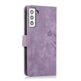 thumbnail image 5 of Allytech Wallet Flip Case for Samsung Galaxy S23 with Orchid Butterflies Embossed Pattern, Premium PU Leather Kickstand Magnetic Clasp Shockproof Case with Card Holder & Wrist Strap, Purple, 5 of 6