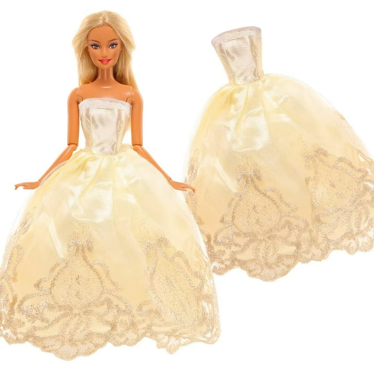 A-waroom 7 PCS 12 inch Doll Dress Wedding Dress Trailing Skirt Evening Dress Princess Clothes