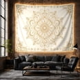 thumbnail image 6 of Golden Lotus Mandala on Ivory Background, Serene Boho for Home Decor Enthusiasts, Ornate Botanical Wall Art, Housewarming Gift Tapestry Wall Hanging for Bedroom and Living Room, 6 of 7