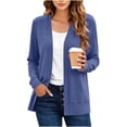 thumbnail image 2 of Edvintorg Long Cardigans for Women Long Sleeve Casual Lightweight Loose Open Front Knit Aweater Woman Clothes S-2XL Navy, 2 of 5