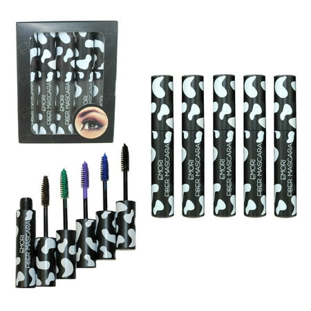 Fiber Mascara 5 Color Set (Black, Blue, Green, Purple, (Best Dark Blue Mascara)