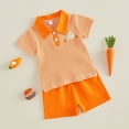 thumbnail image 5 of Toddler Boy Easter Outfit Set Baby Kids Cute Casual Clothes Striped Shirt Top and Drawstring Shorts Set, 5 of 5