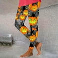 thumbnail image 5 of Women's Halloween Printed Leggings High Waisted Stretchy Yoga Pants Soft Athletic Workout Gym Tights Yellow, 5 of 6