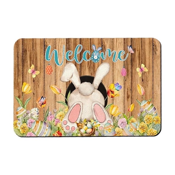 Easter Door Mat Spring Door Mat Spring Doormat Water Absorbent Easter Rug Soft Microfiber Non Slip Rug Mat with Bunny Eggs Decor Front Door Rug for Home Kitchen Easter Holiday Decorations 15.8*23.6