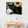 thumbnail image 2 of Orinice  Farmhouse Sunflower Wall Decor Vintage Sunflower Canvas Wall Art Black Cat Decor Print Artwork Cat Paintings Poster Aesthetic Room Decor for Bathroom Living   20x16in, 2 of 6