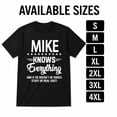 thumbnail image 6 of Mike Knows Everything Funny Graphic T-Shirt – Humorous Novelty Name Tee for Men, Unisex Fit, Sizes S–4XL, 6 of 9