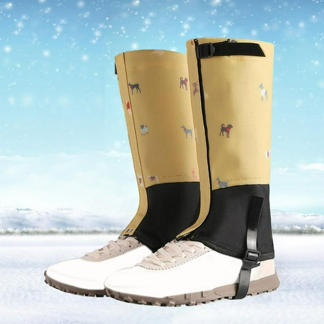 Polainas para piernas para niños, cubiertas para botas de senderismo, transpirables, portátiles y ajustables, para nieve, para invierno, para montañis amarillo