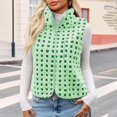 thumbnail image 2 of Breezora Women's Checkered Waistcoat Plush Zip Up Sleeveless Jacket Cozy Winter Casual Outerwear for Daily Wear S Size Green, 2 of 7