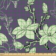 thumbnail image 2 of Ambesonne Magnolia Fabric by the Yard Upholstery, Retro Garden Art Blossoms, 3 Yards, Pale Green and Plum, 2 of 5