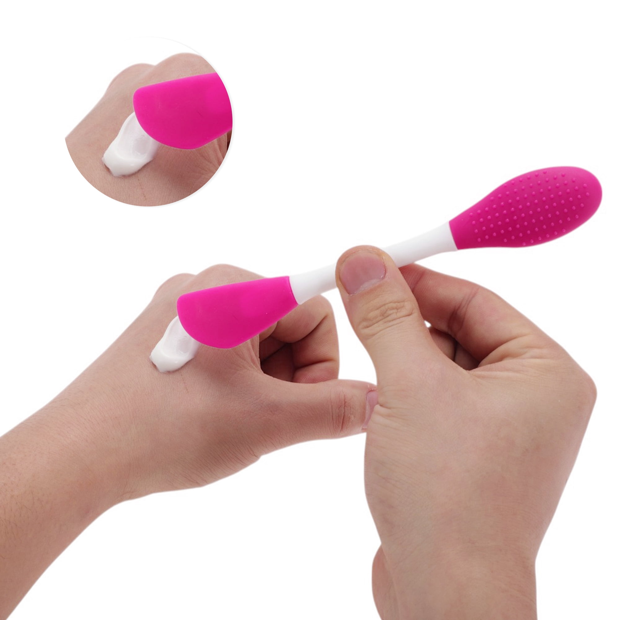 Unique Bargains Soft Knife-shaped Facial Mask Brush 2 Pcs Rose Red