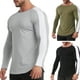 thumbnail image 5 of Camiseta de manga larga para hombre, cuello redondo, empalme, camisetas deportivas de talla grande p Abanopi Camiseta de los hombres, 5 of 7
