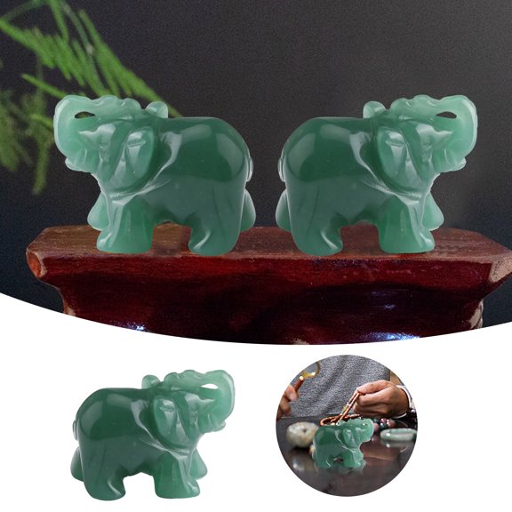 Carved Elephant Shape Decoration Natural Statue Stone Elephant Home Decoration Green