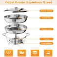 thumbnail image 2 of Ourlova Réchaud à Fondue et Nourriture en Acier Inoxydable 5QT Ensemble Buffet Rond avec Couvercle Support Cuillère et Pinces (Argent Lot de 6), 2 of 8