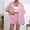 Pink, variant on YHAJDS Piece Striped Set for Women Summer Travel Outfits Long Sleeve Collar Print Top Shorts