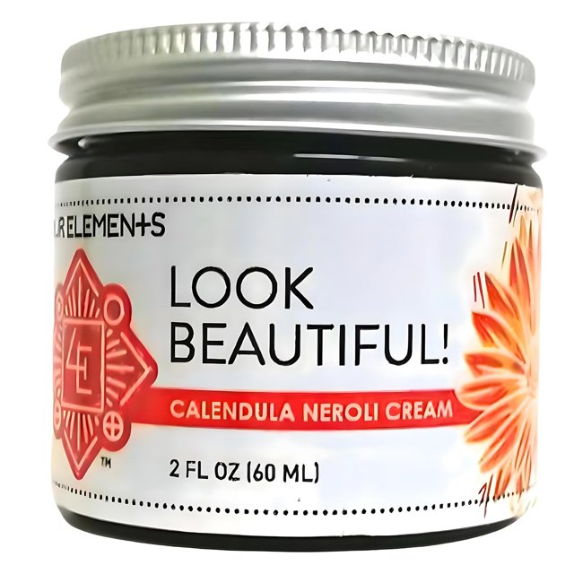 ¡Cuatro elementos 4E lucen hermosos! Crema de Caléndula Neroli Cuidado de la piel orgánico para un resplandor juvenil 2 OZ