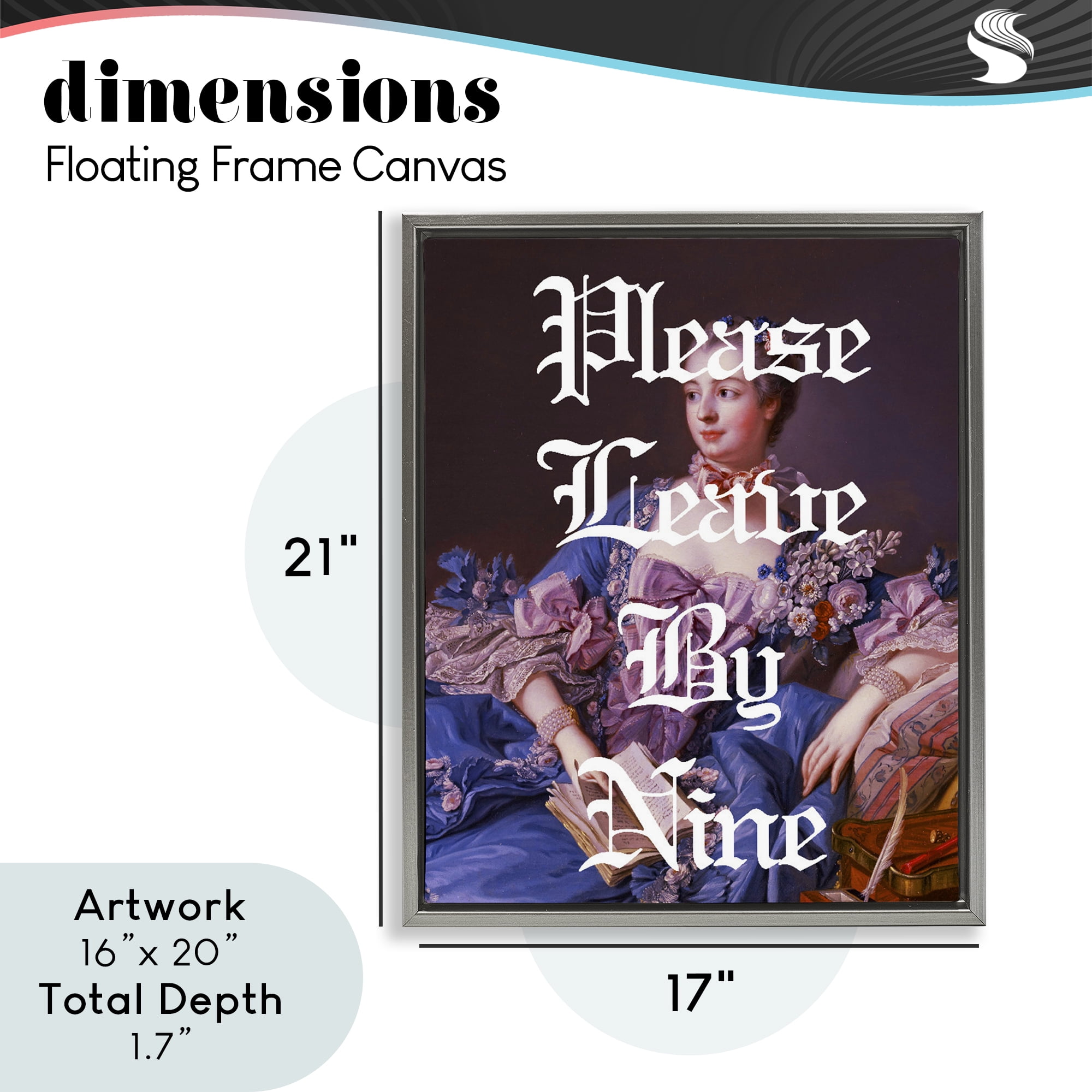 Please Leave By Nine Gray Framed Floater Canvas Wall Art, design by Lil' Rue