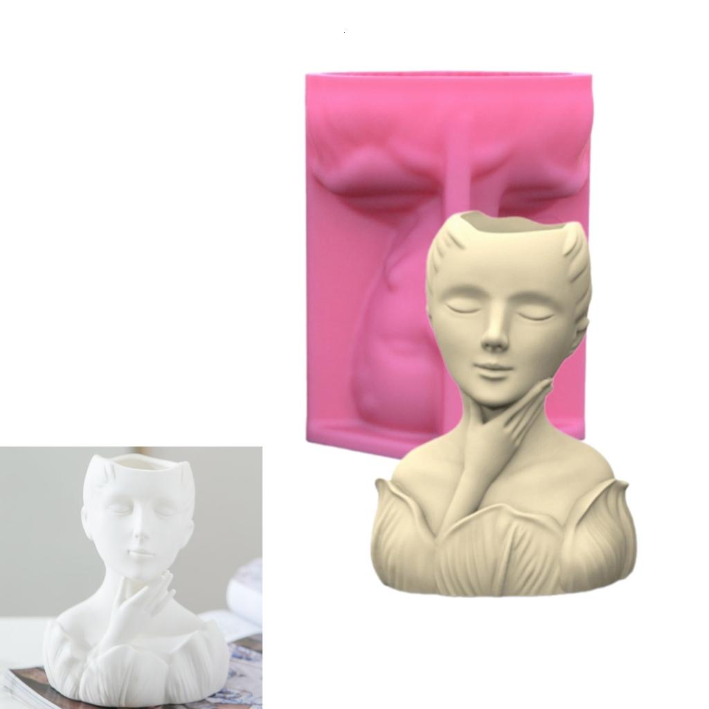 Osdhezcn Portrait Succulents Planter Molds DIYs Concrete Flowerpot Resin Molds Pen Holder Resin Molds Desk Livingrooms Decoration