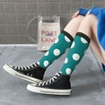 thumbnail image 3 of Lsque Teal And White Polka Dot Printed Crew Socks Men's Women's LightWeight Thin Casual Calf Socks ,Knee High Socks,Cotton Socks, 3 of 9