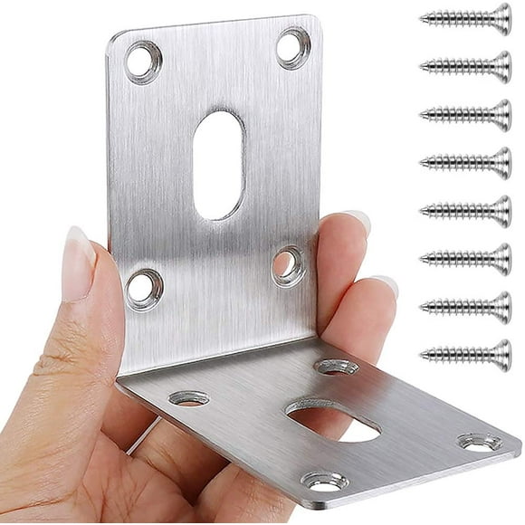 Lot de 4 équerres d'angle en acier inoxydable 304 - 70 x 70 x 50 mm - Équerres pour charges lourdes - Équerres de bois pour abri de jardin, abri de jardin, plate-bande surélevée, établi etc.