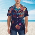 thumbnail image 2 of Fotbe Colorful Feather Owl Camisa Hawaiana para Hombre Unisex – Camisa Casual de Verano con Botones de Manga Corta de Algodón y Lino,XX-Large, 2 of 7