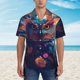 thumbnail image 2 of Balery Colorful Feather Owl Camisas hawaianas de manga corta para hombre, camisas playeras de corte holgado, camisas de vacaciones con botones,3X-Large, 2 of 7
