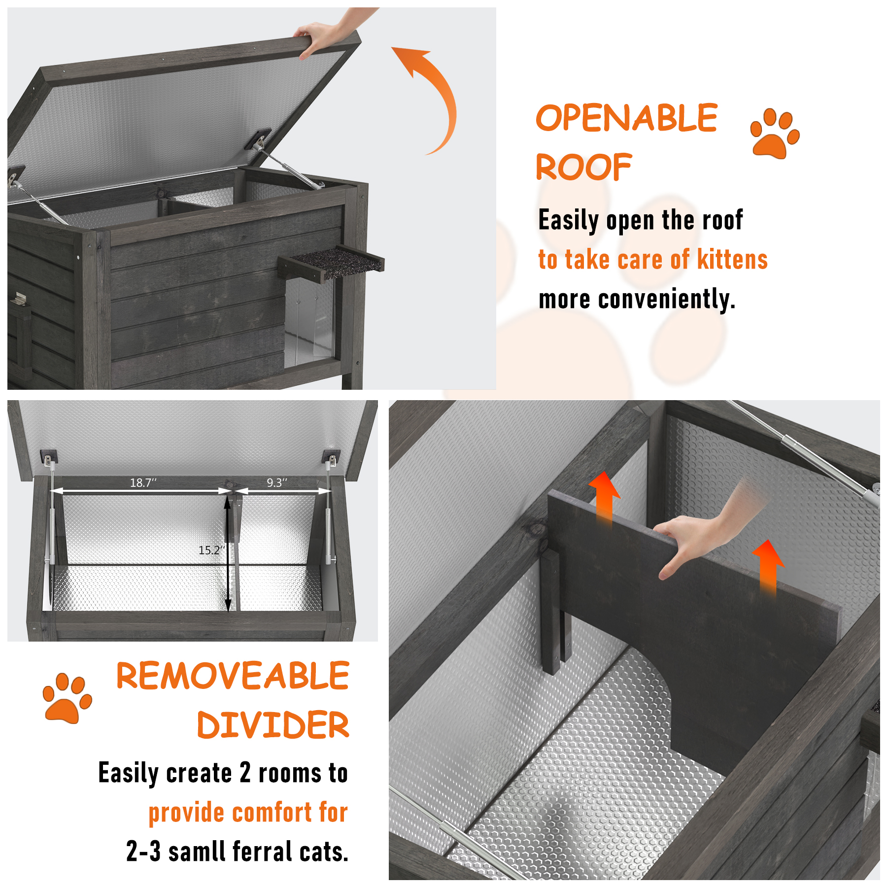 Outdoor Cat House Weatherproof, Insulated Feral Cat Shelter with Thermal Foil Lining