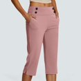 thumbnail image 1 of MKLEKYY Leggings Capris elásticos de cintura alta para mujer, para yoga, entrenamiento informal, pantalones capri, leggings rectos cortos, 1 of 5