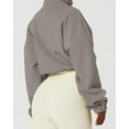 thumbnail image 2 of Women's Full Zip Fleece Short Jacket Warm Winter Long Sleeve Stand Collar Sherpa Crop Coat, 2 of 5