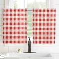 thumbnail image 3 of Brown White Plaid Kitchen Curtain 54 Inch Length Small Short Cafe Tiers Curtains Drape, Gradient Geometric Buffalo Checkered Window Treatment Rod Pocket Drapery Panels Curtains, 42x54, 3 of 5