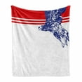 thumbnail image 1 of Eagle Soft Flannel Fleece Throw Blanket, Colors of the American Flag Red White Blue Bird of America Loyalty, Cozy Plush for Indoor and Outdoor Use, 70" x 90", Navy Blue Red White, by Ambesonne, 1 of 6