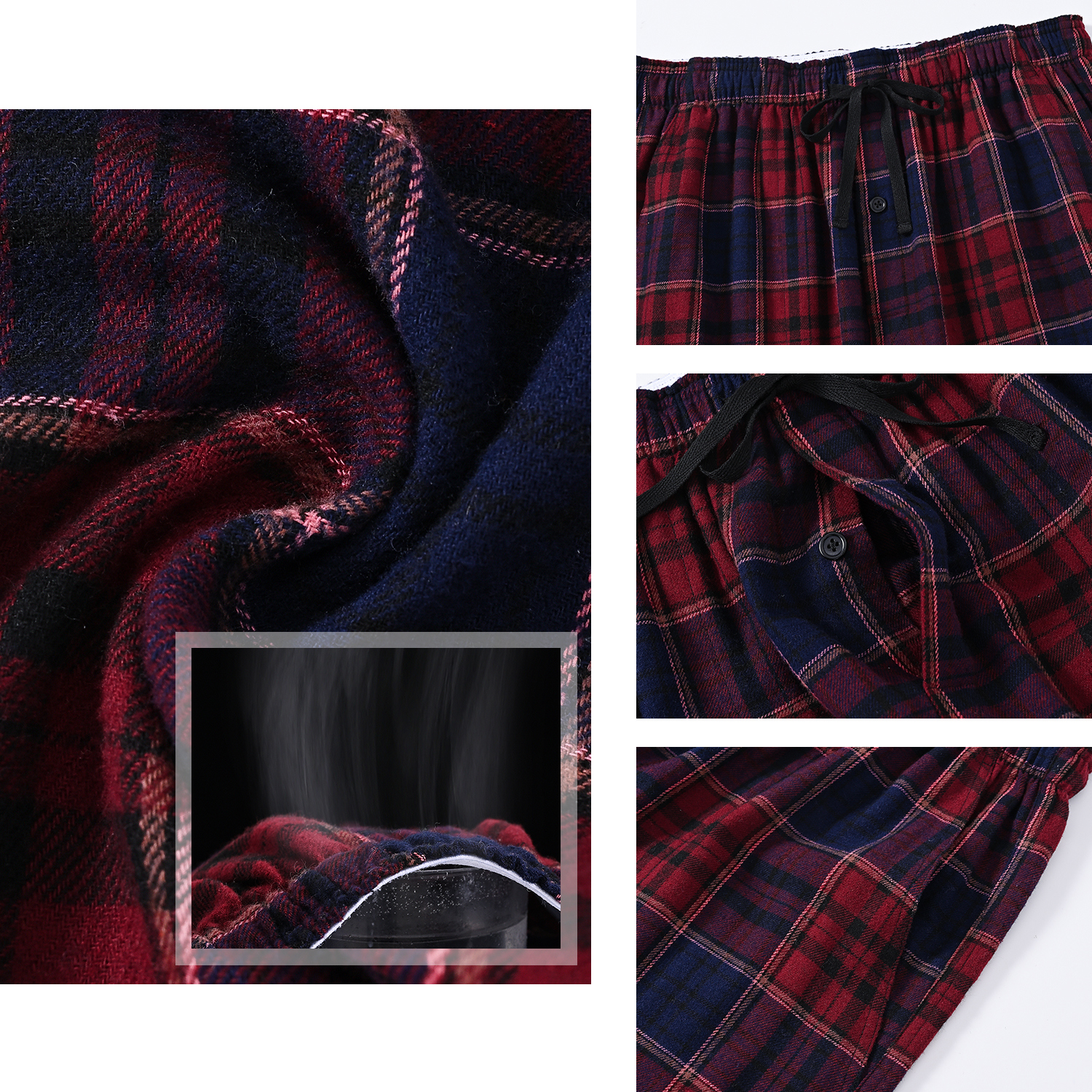 Xidunhg Men's Flannel Plaid Pajama Pants, 3-Pack photo 4