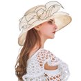 thumbnail image 3 of Dyfzdhu Fascinators Hats for Women Organza Wide Brim Sun Hat Cocktail Tea Party Church Wedding Bridal Flower Hat, 3 of 6