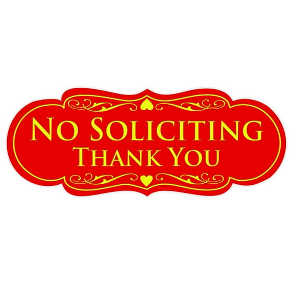 Designer NO SOLICITING Thank You Sign - Red / Yellow Small