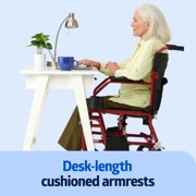 Medline Transport Wheelchair with Permanent Desk Arms, Ultra Lightweight, Swing-Away Footrests, Foldable, 300 lb Weight Capacity, Red