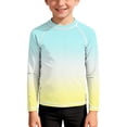 thumbnail image 2 of MKOSPLRT 3-14Y Boys Girls Long Sleeve Rash Guard Ombre Gradient Sun Protection Quick Dry Swim Shirt for Beach, 2 of 10