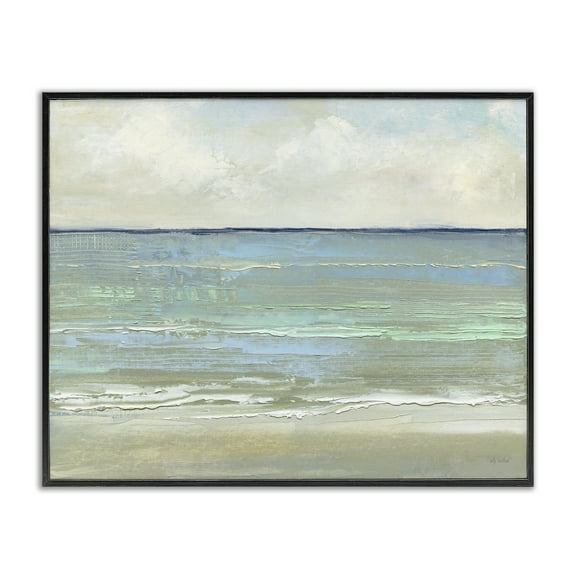 Stupell Industries Horizontal Beach Brush Strokes Nautical & Beach Painting Black Framed Art Print Wall Art, 14 x 11