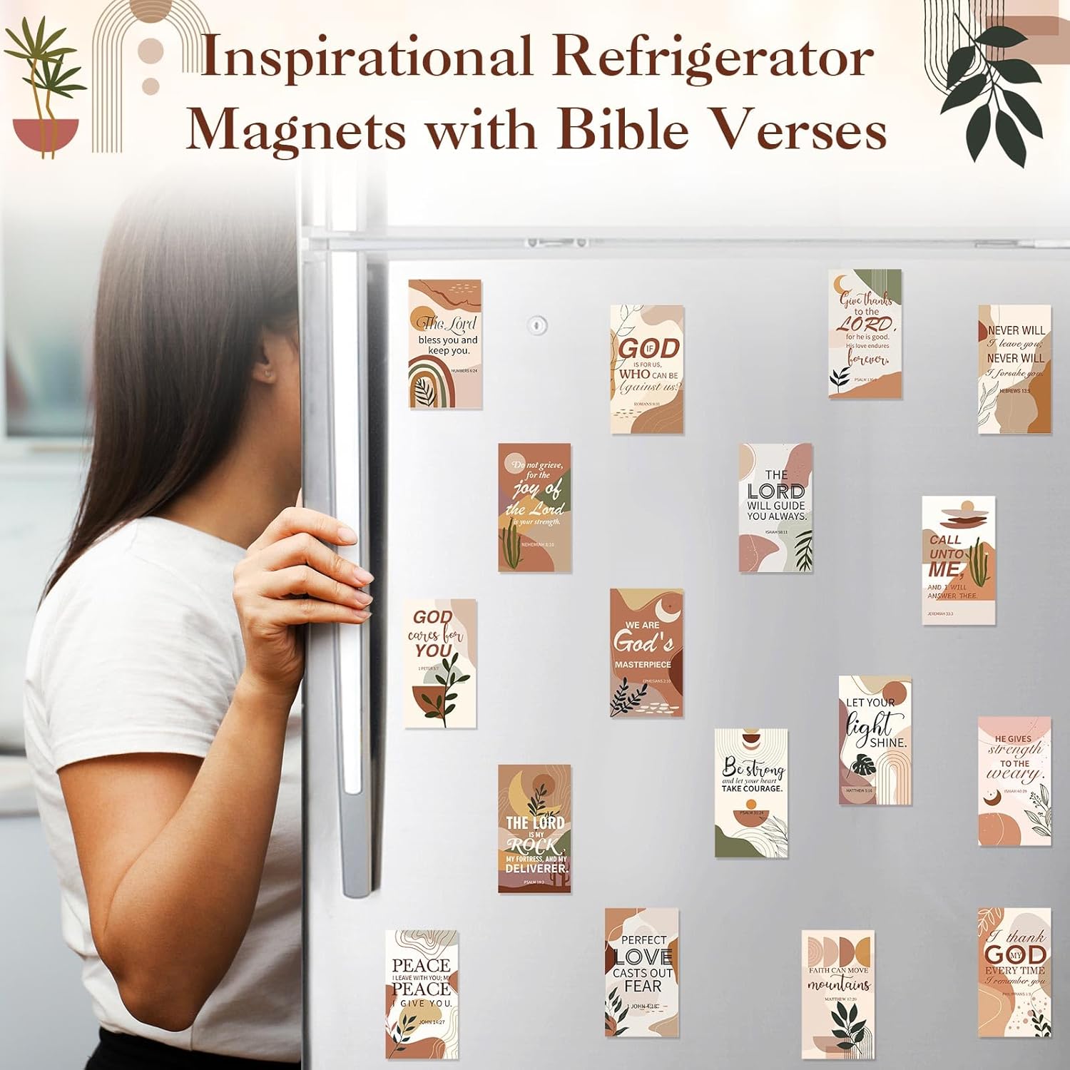 60 Pcs Inspirational Christian Magnets Bulk with Bible Verses Religious Refrigerator Magnet Motivational Quotes Fridge Scripture VBS Gifts for Back to School Locker Decor (Boho Style)
