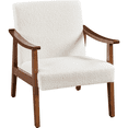 thumbnail image 3 of Fullfurnique Upholstered Accent Chair with Solid Wood Legs, Ivory, 3 of 10