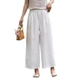 thumbnail image 2 of Favoffer Women's Plus Size Straight Leg Pants Solid Color Thin Elastic High Waist Pocket Casual Ankle Trousers Relaxed Daily Bottom for All Day Wear, 2 of 6