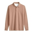 thumbnail image 5 of Fabrcox Men's White Polo Shirts Fall Big and Tall Collared T Shirts Long Sleeved M-4xl Casual Loose Fit Trendy Xl Pullover Shirts,Beige L, 5 of 5