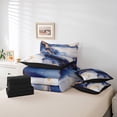 thumbnail image 4 of YST Navy Blue Watercolor Bedding Comforter Set, 7-Piece, Modern Abstract Foil Print, King, 4 of 4