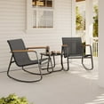thumbnail image 3 of Asofer 3-Piece Patio Bistro Set, Outdoor Furniture Set with Coffee Table & Wood Handrail, Black, 3 of 12