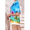 thumbnail image 4 of HAPPY BAY Button Down Shirt for Women Casual Summer Beach Party Short Sleeve Tropical Vacation Blouse Shirt Blouses Button up Hawaiian Shirts for Women L Palm Evening, Blue, 4 of 5