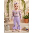 thumbnail image 4 of RUINIXCW Baby Girls Fall Outfits Long Sleeve Striped Romper + Pants + Headband, 4 of 5
