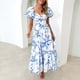 thumbnail image 1 of WILLBEST Vestidos de Verano para Mujer, Modernos, Bohemios, con Estampado Floral, Cuello Redondo, Manga Corta, Cuello En V, Vestido Largo Extra Grande, 1 of 3